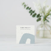 ABSTRACT BLAUW GRIJS KERAMISCH STUD OORBEL DISPLAY VIERKANTE VISITEKAARTJE (Staand voorkant)