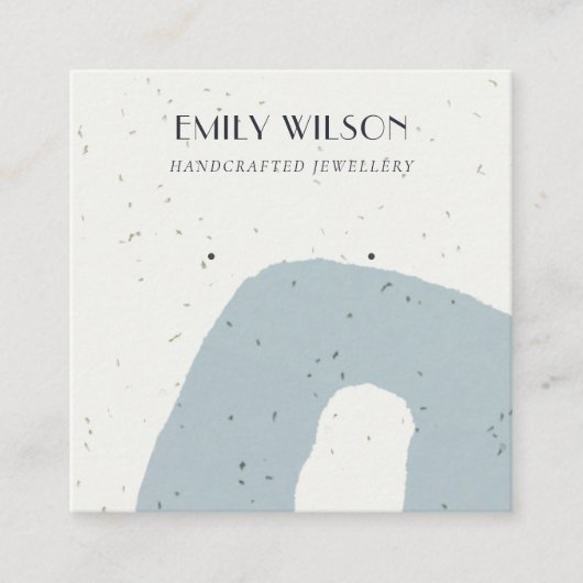 ABSTRACT BLAUW GRIJS KERAMISCH STUD OORBEL DISPLAY VIERKANTE VISITEKAARTJE (Voorkant)