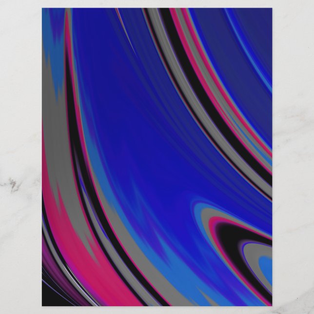 Abstract blauw grijs magenta fractal scrapbook pap (Voorkant)