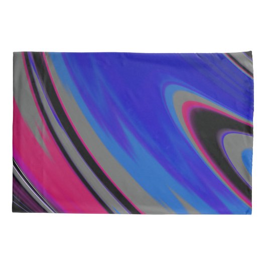Abstract blauw grijs magenta fractal Swirl Kussensloop (Achterkant)