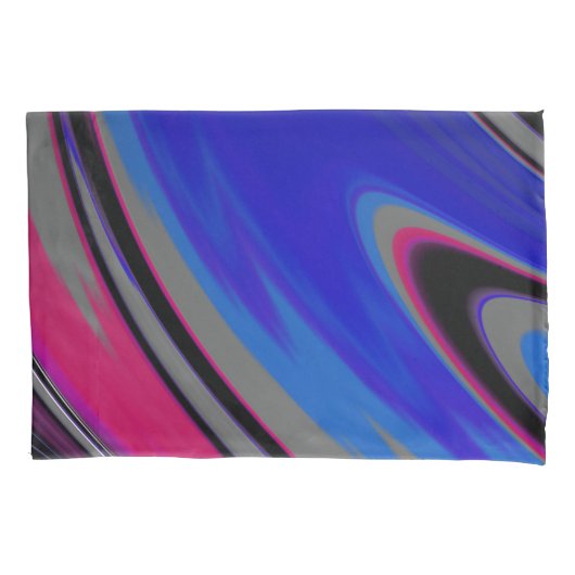 Abstract blauw grijs magenta fractal Swirl Kussensloop (Voorkant)