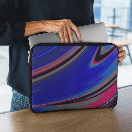 Abstract blauw grijs magenta fractal Swirl Laptop Sleeve