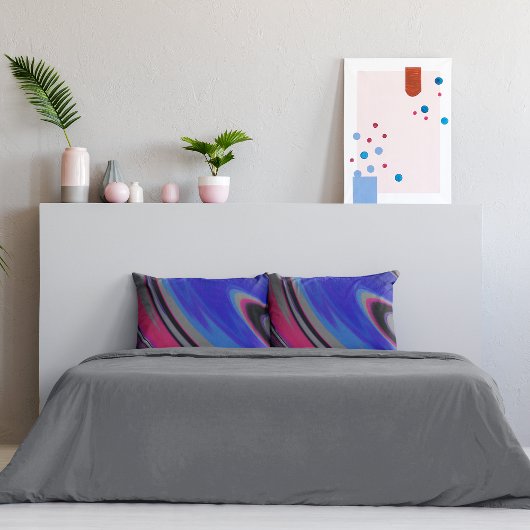 Abstract blauw grijs magenta fractale werveling kussensloop