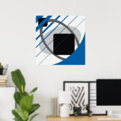 Abstract Blauw Grijs Off-Wit Zwart AP0002 Poster (Thuiskantoor)