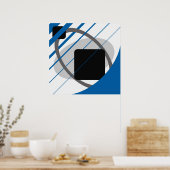 Abstract Blauw Grijs Off-Wit Zwart AP0002 Poster (Keuken)
