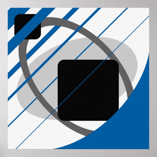 Abstract Blauw Grijs Off-Wit Zwart AP0002 Poster (Voorkant)