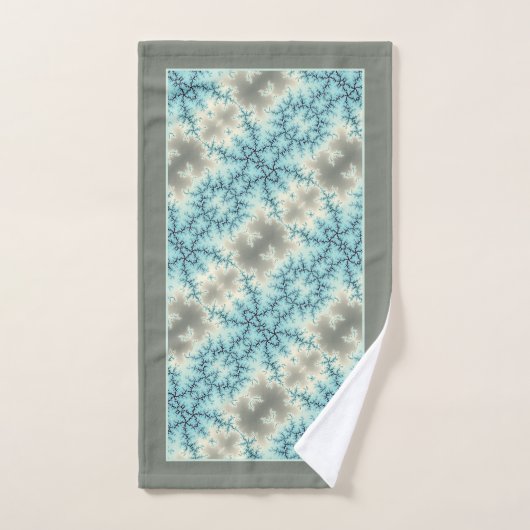 Abstract blauw, grijs sneeuwvlokpatroon en monogra bad handdoek (Handdoek)