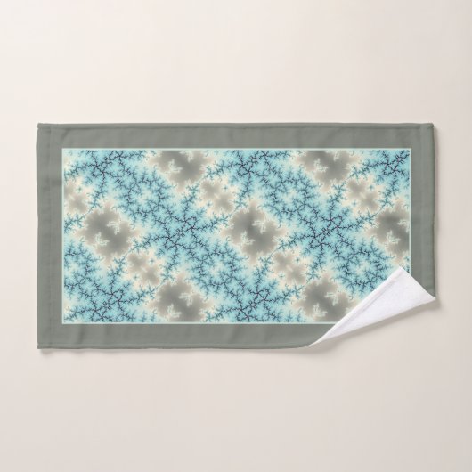 Abstract blauw, grijs sneeuwvlokpatroon en monogra bad handdoek (Handdoek)