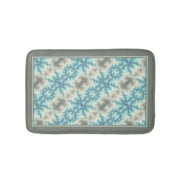 Abstract blauw, grijs sneeuwvlokpatroon met rand badmat