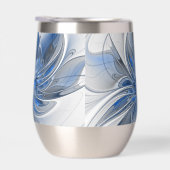 Abstract Blauw Grijs Waterverf Fractal Art Flower (Rechts)