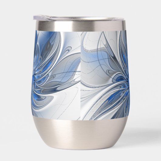 Abstract Blauw Grijs Waterverf Fractal Art Flower (Rechts)