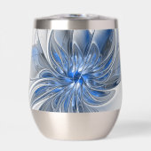 Abstract Blauw Grijs Waterverf Fractal Art Flower (Voorkant)