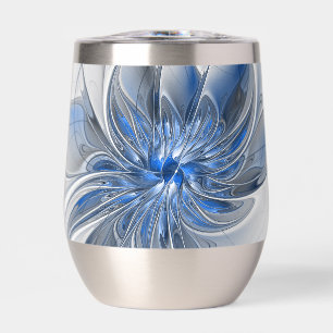 Abstract Blauw Grijs Waterverf Fractal Art Flower