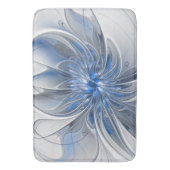 Abstract Blauw Grijs Waterverf Fractal Art Flower Badmat (Voorkant Verticaal)