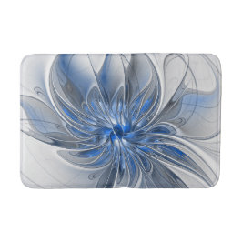 Abstract Blauw Grijs Waterverf Fractal Art Flower Badmat