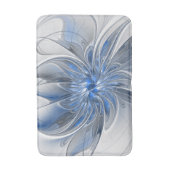 Abstract Blauw Grijs Waterverf Fractal Art Flower Badmat (Voorkant Verticaal)