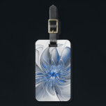 Abstract Blauw Grijs Waterverf Fractal Art Flower Bagagelabel<br><div class="desc">Unieke fantasiebloem met tinten blauw en grijs, abstract en elegant. Ontwerp voor uw bagagelabel en meer.</div>