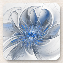 Abstract Blauw Grijs Waterverf Fractal Art Flower Bier Onderzetter