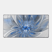 Abstract Blauw Grijs Waterverf Fractal Art Flower Bureaumat (Voorkant)