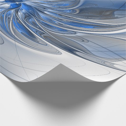 Abstract Blauw Grijs Waterverf Fractal Art Flower Cadeaupapier (Hoek)