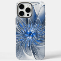 Abstract Blauw Grijs Waterverf Fractal Art Flower