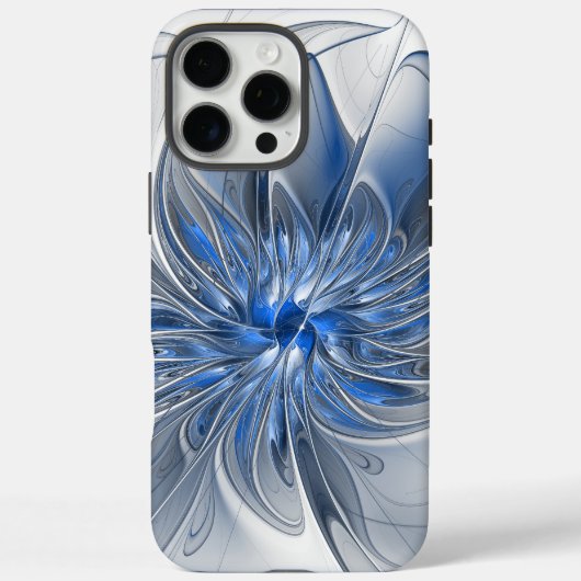 Abstract Blauw Grijs Waterverf Fractal Art Flower Case-Mate iPhone Case (Achterkant)