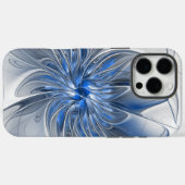Abstract Blauw Grijs Waterverf Fractal Art Flower Case-Mate iPhone Case (Achterkant (horizontaal))