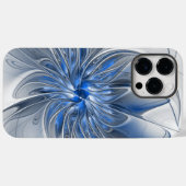 Abstract Blauw Grijs Waterverf Fractal Art Flower Case-Mate iPhone Case (Achterkant (horizontaal))