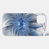 Abstract Blauw Grijs Waterverf Fractal Art Flower Case-Mate iPhone Case (Achterkant (horizontaal))