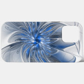 Abstract Blauw Grijs Waterverf Fractal Art Flower Case-Mate iPhone Case (Achterkant (horizontaal))