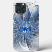 Abstract Blauw Grijs Waterverf Fractal Art Flower