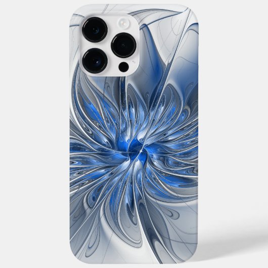 Abstract Blauw Grijs Waterverf Fractal Art Flower Case-Mate iPhone Case (Achterkant)