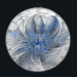 Abstract Blauw Grijs Waterverf Fractal Art Flower Dartbord<br><div class="desc">Een unieke fantasiefloem met tinten blauw en grijs, abstract en elegant. Ontwerp voor uw dartbord en meer.</div>