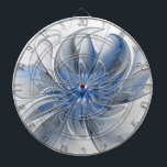 Abstract Blauw Grijs Waterverf Fractal Art Flower Dartbord<br><div class="desc">Een unieke fantasiefloem met tinten blauw en grijs, abstract en elegant. Ontwerp voor uw dartbord en meer.</div>