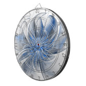 Abstract Blauw Grijs Waterverf Fractal Art Flower Dartbord (Voorkant Rechts)