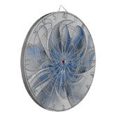 Abstract Blauw Grijs Waterverf Fractal Art Flower Dartbord (Voorkant Links)