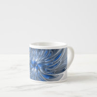 Abstract Blauw Grijs Waterverf Fractal Art Flower