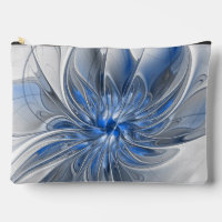 Abstract Blauw Grijs Waterverf Fractal Art Flower