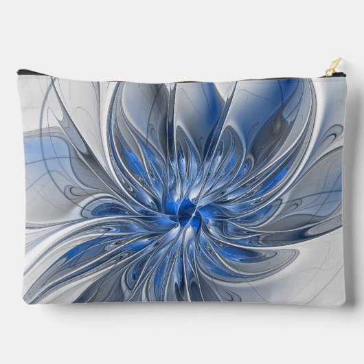 Abstract Blauw Grijs Waterverf Fractal Art Flower Etui (Achterkant)