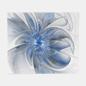 Abstract Blauw Grijs Waterverf Fractal Art Flower Fleece Deken (Voorkant (Horizontaal))