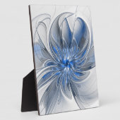 Abstract Blauw Grijs Waterverf Fractal Art Flower Fotoplaat (Zijkant)