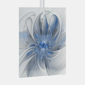 Abstract Blauw Grijs Waterverf Fractal Art Flower Glas Ornament (Voorkant Rechts)