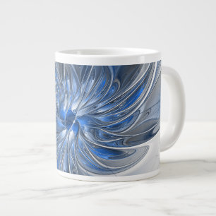 Abstract Blauw Grijs Waterverf Fractal Art Flower Grote Koffiekop
