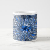 Abstract Blauw Grijs Waterverf Fractal Art Flower Grote Koffiekop (Voorkant)