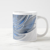Abstract Blauw Grijs Waterverf Fractal Art Flower Grote Koffiekop (Rechts)