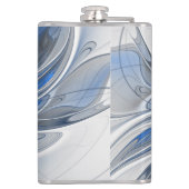 Abstract Blauw Grijs Waterverf Fractal Art Flower Heupfles (Achterkant)