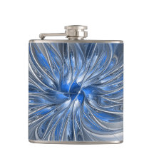 Abstract Blauw Grijs Waterverf Fractal Art Flower