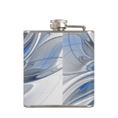 Abstract Blauw Grijs Waterverf Fractal Art Flower Heupfles (Achterkant)