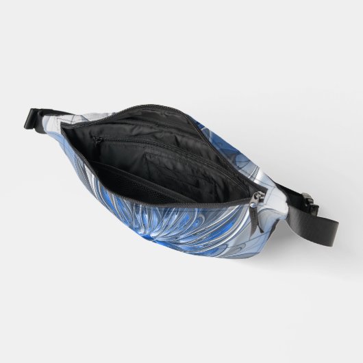 Abstract Blauw Grijs Waterverf Fractal Art Flower Heuptasje (Open)