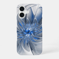 Abstract Blauw Grijs Waterverf Fractal Art Flower